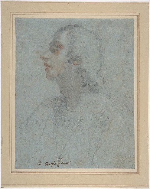 Bust of a Youth Looking to Upper Left (recto); Study of Drapery (verso) — Orazio Fidani