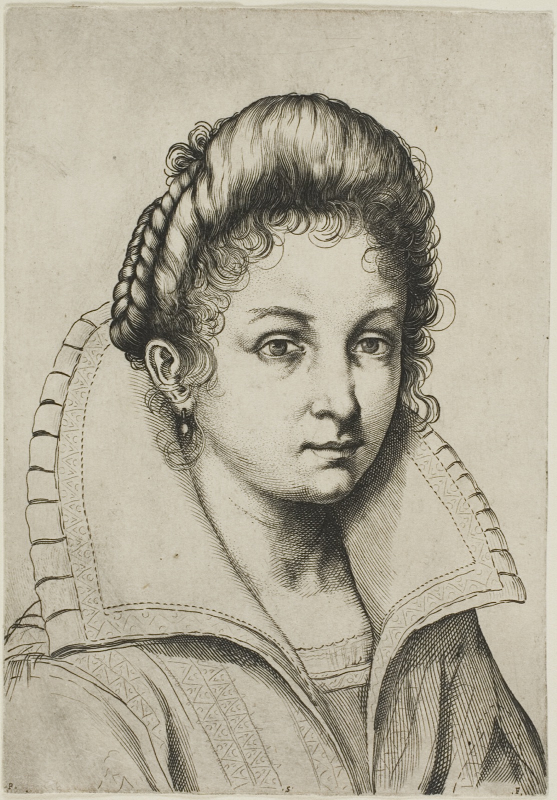 Portrait Bust of a Woman with a Large Collar, from Perfect School to Learn How to Draw the Entire Human Body (English translation) — Luca Ciamberlano
