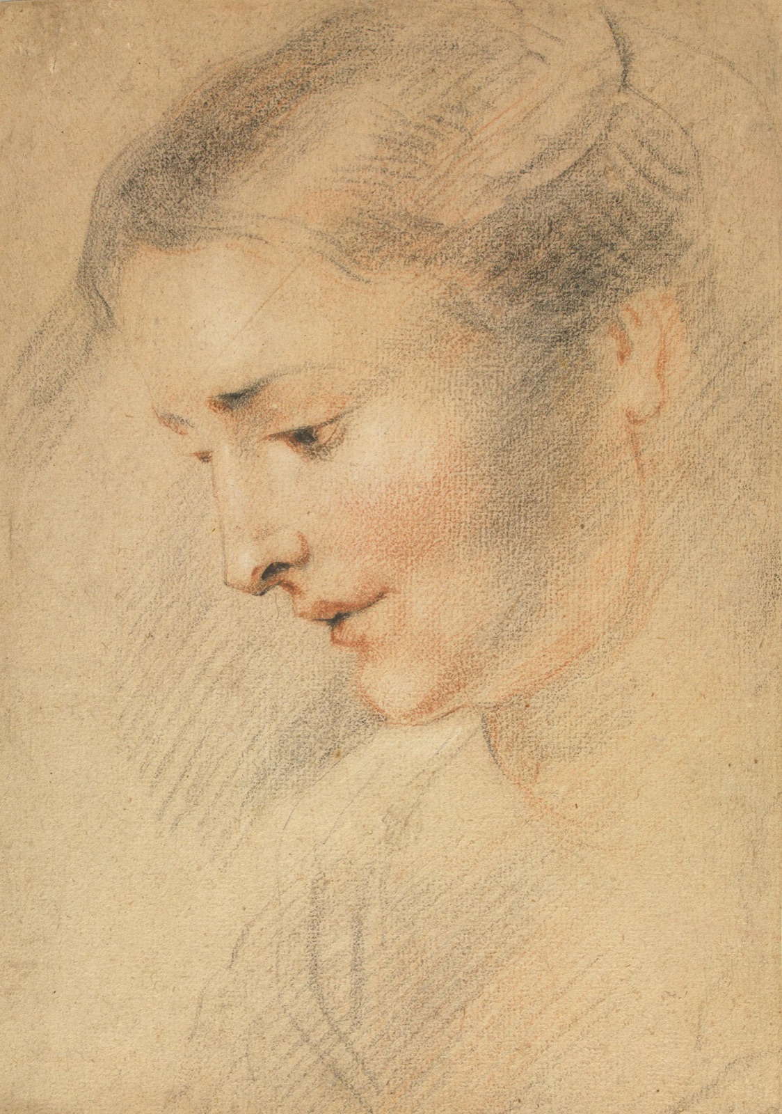 Antoine Watteau, Study of a Woman's Head (1710s) — Jean-Antoine Watteau