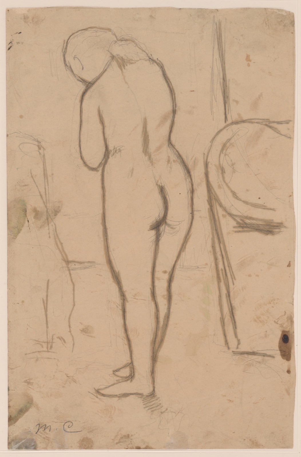Drawing for "Standing Nude" — Mary Cassatt