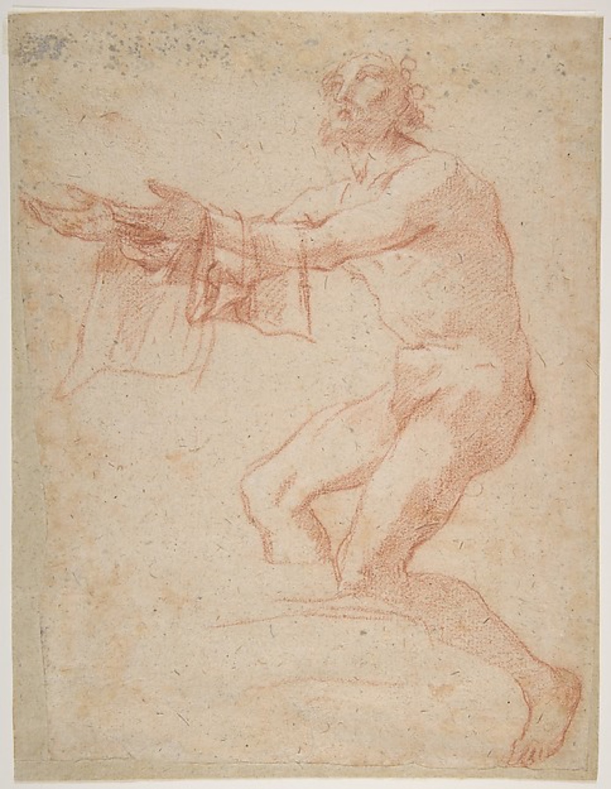 Study for a Raising of Lazarus (recto); half-length study of bearded nude male figure, and a man and woman with donkey (verso) — Salvator Rosa