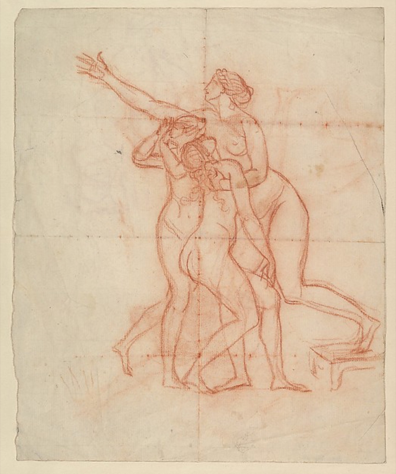 Study for the Wife and Daughters of Brutus (recto); Study of a Male Nude (verso) — Jacques Louis David