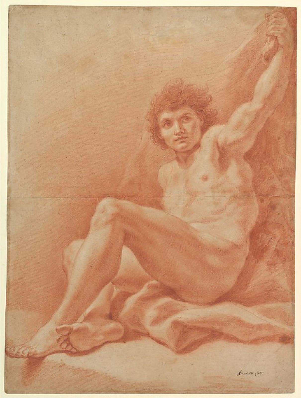 Seated Nude Male Figure (recto); Seated Figure (verso) — Benedetto Luti