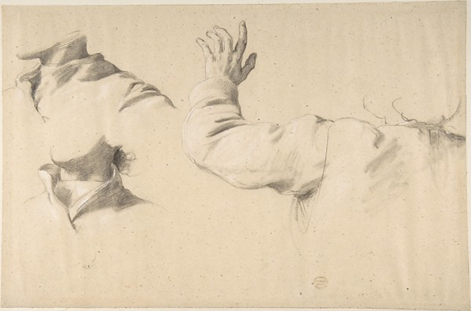 Studies of Drapery in Sleeve and Collars — Romain Cazes