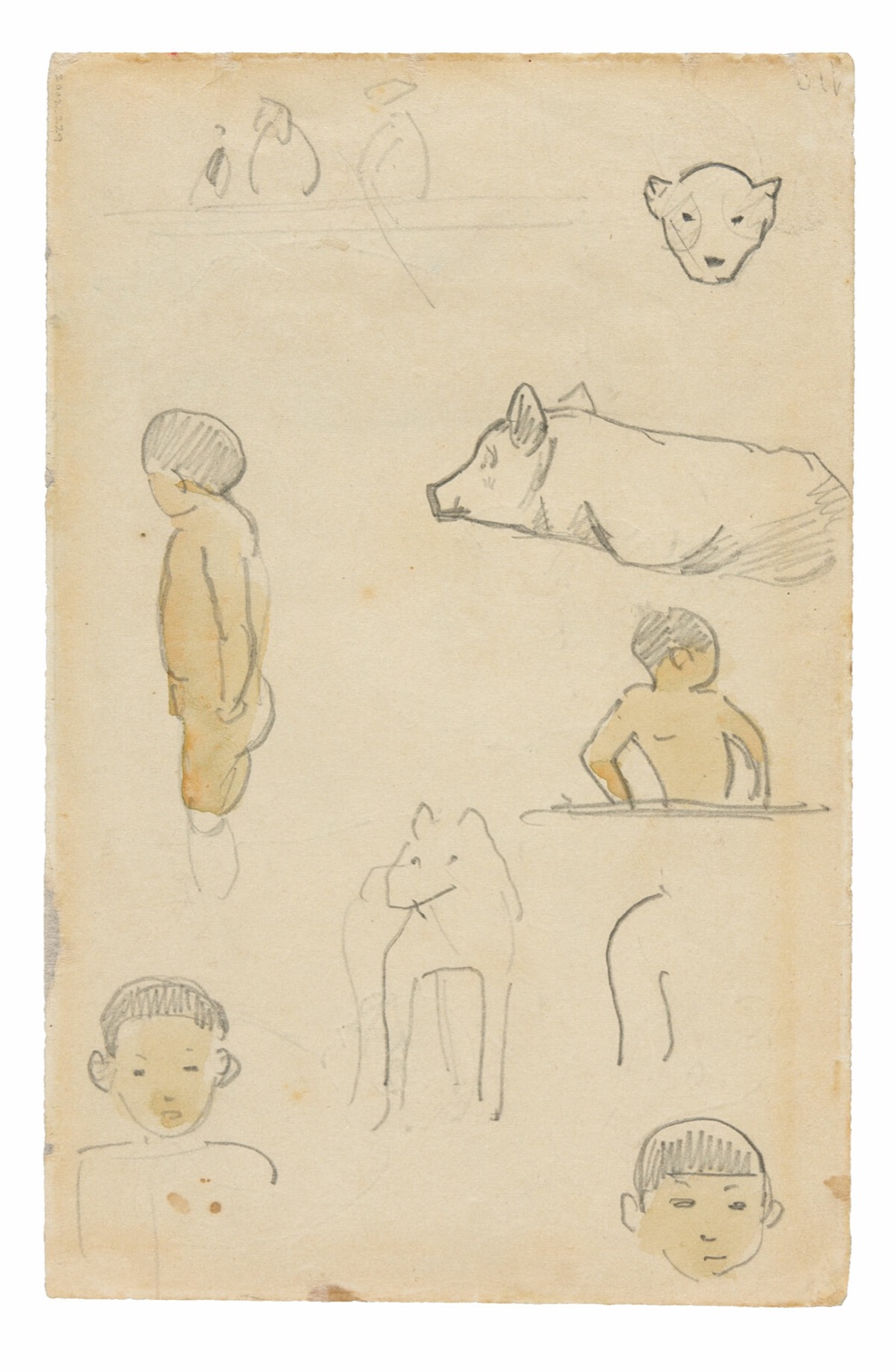 Sketches of Standing Figures and Animals — Paul Gauguin