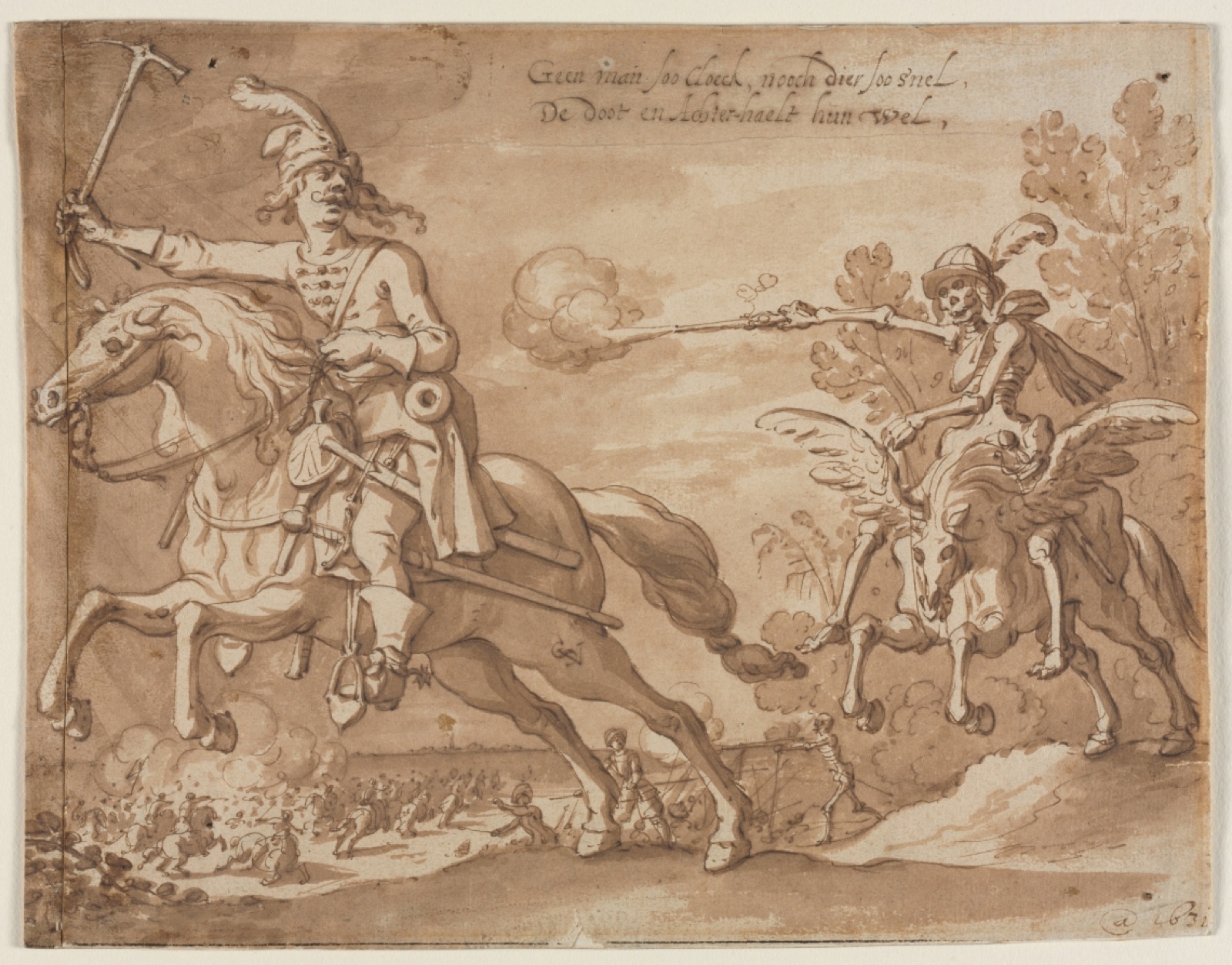 Death on Horseback Chasing a Flying Knight — Sebastian Vrancx