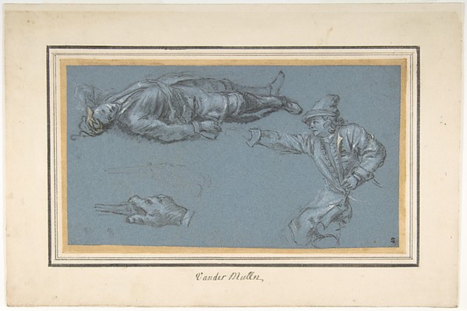 Study of Two Soldiers and a Hand — Adam Frans van der Meulen
