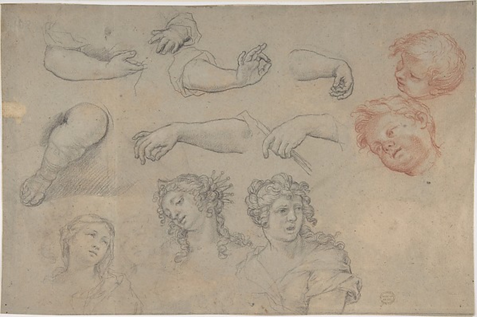 Studies of Heads and Hands — Unbekannter Künstler