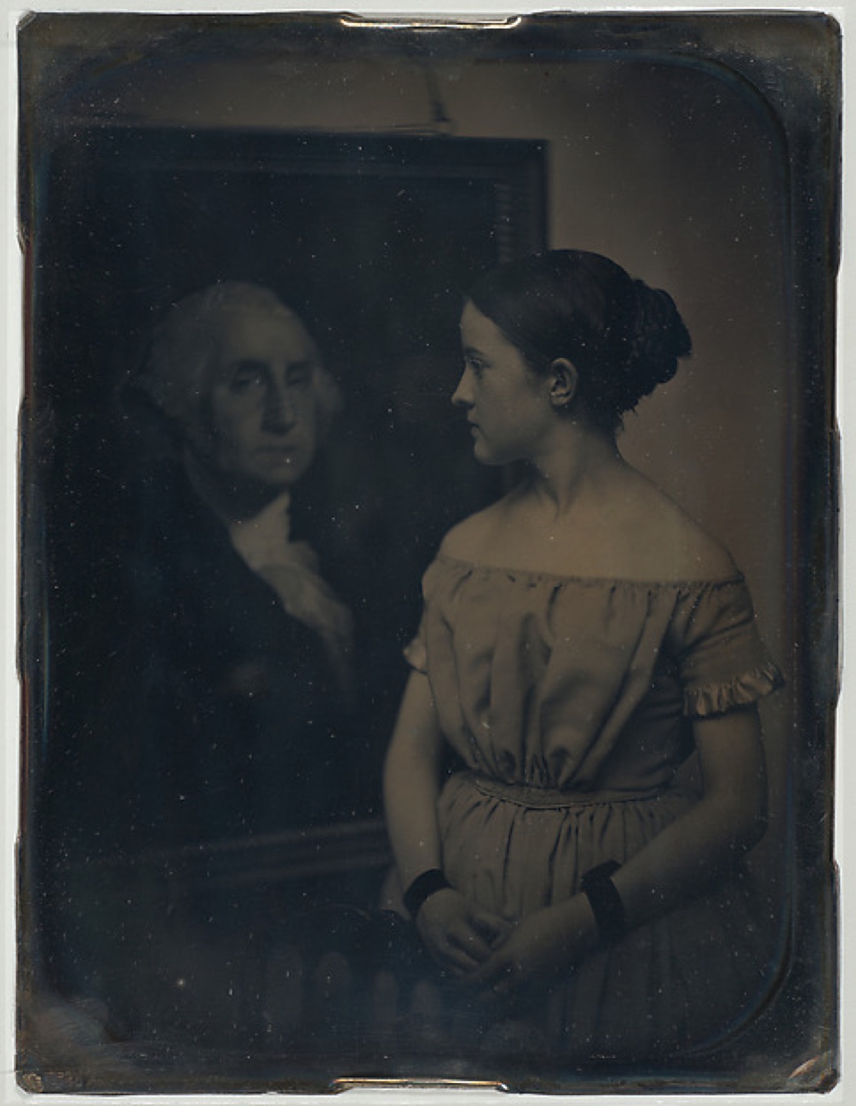 [Girl with Portrait of George Washington] — Southworth and Hawes