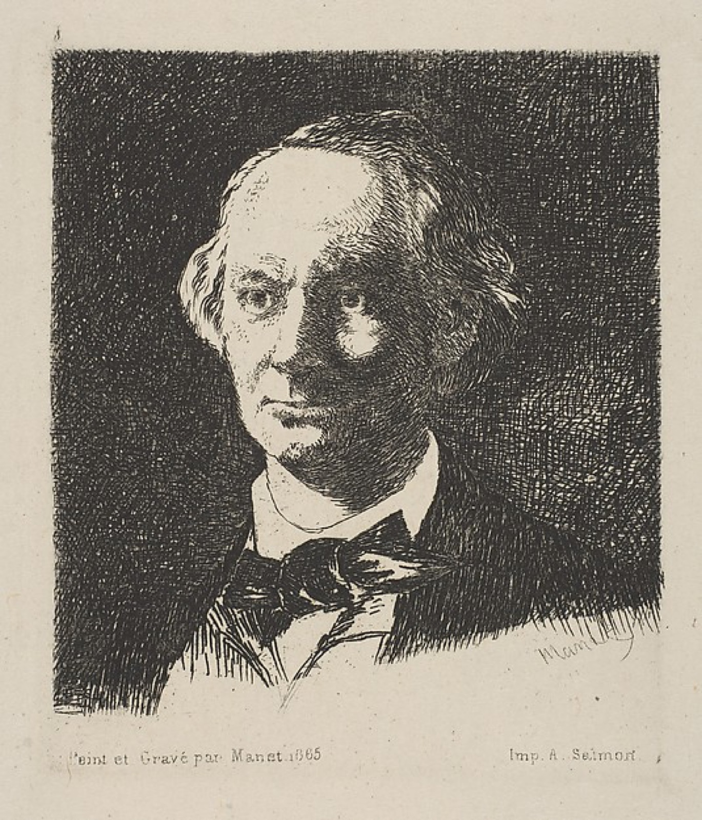 Portrait of Charles Baudelaire, Full Face, after a photograph by Nadar — Edouard Manet