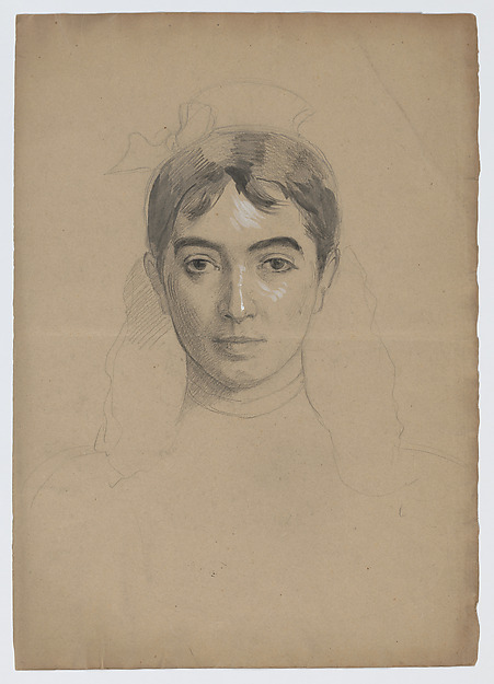 Self-portrait (recto); Study for a self-portrait (verso) — Marie Bracquemond