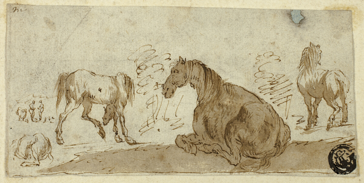 Studies of Horses in a Landscape — Stefano della Bella