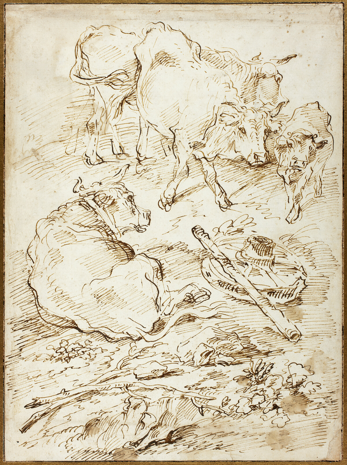 Cattle Beside Cart Wheel — Francesco Castiglione
