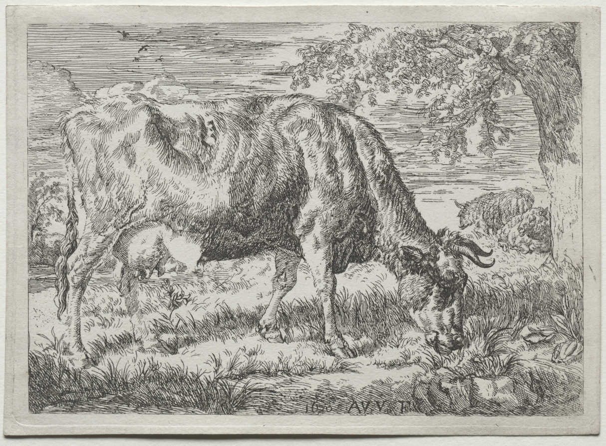 Cow and Two Sheep at the Foot of a Tree — Adriaen van de Velde
