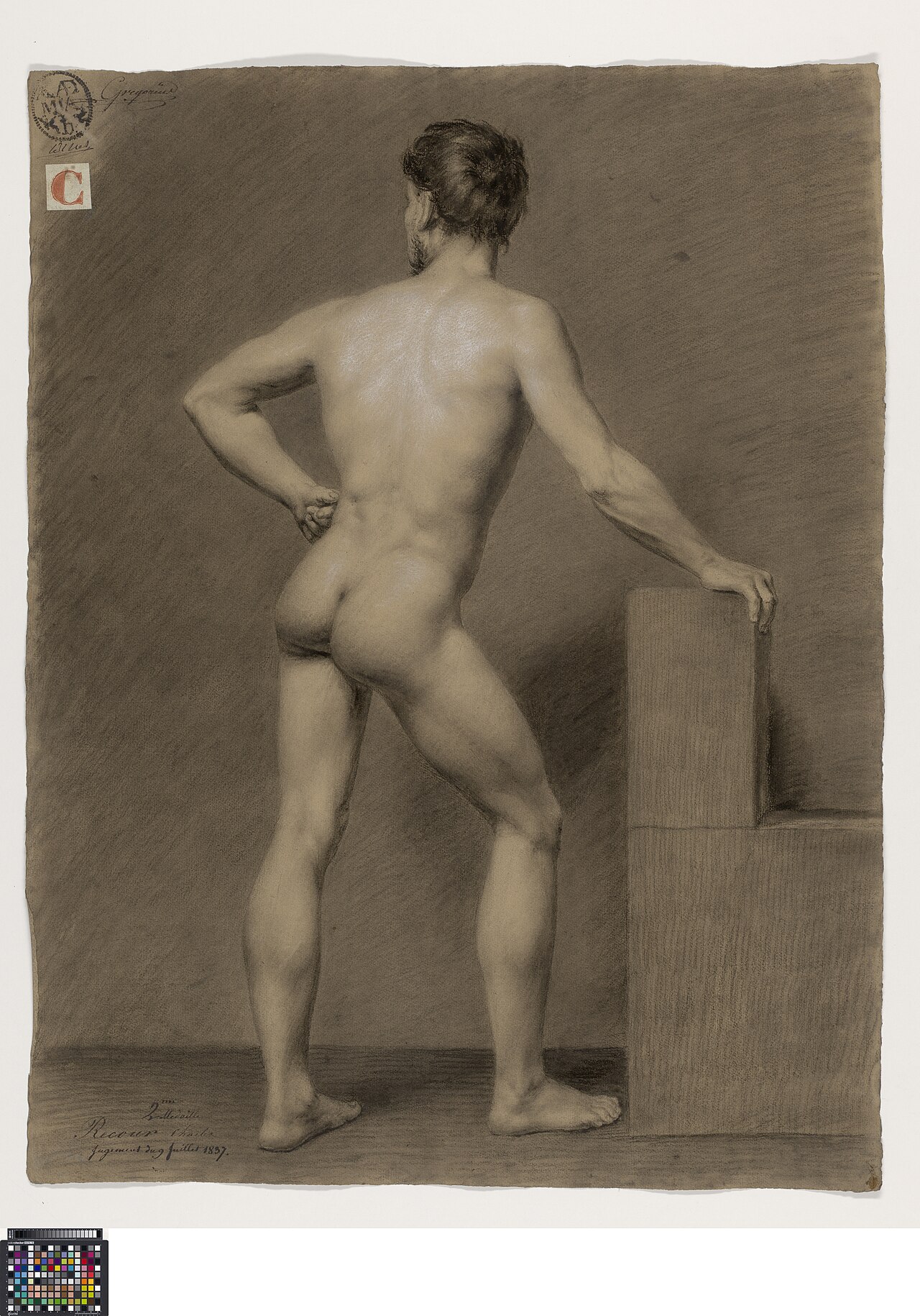 Academische studie, van op de rug gezien, 1837, Charles Recour, Musea Brugge, 0016.GRO0220.II — Charles Recour