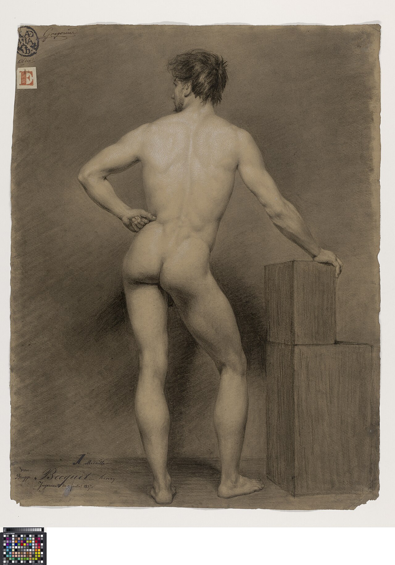 Academische studie, van op de rug gezien, 1837, Henry Jean Becquet, Musea Brugge, 0016.GRO0218.II — Henry Jean Becquet