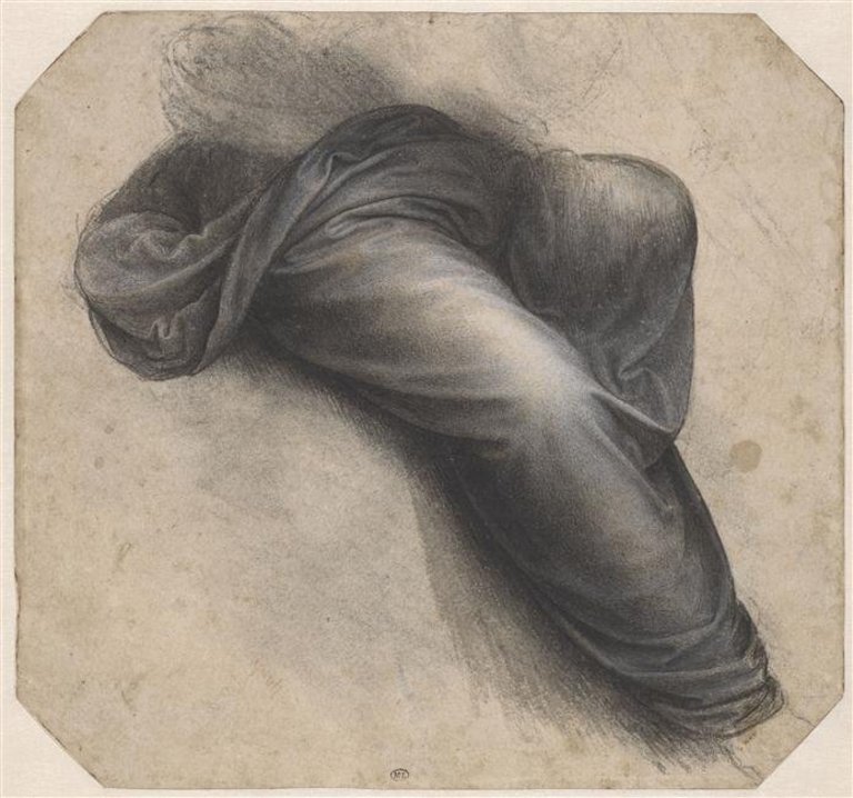Leonardo da Vinci - Draperie enveloppant les jambes d'une figure assise, INV 2257, Recto — Leonardo da Vinci