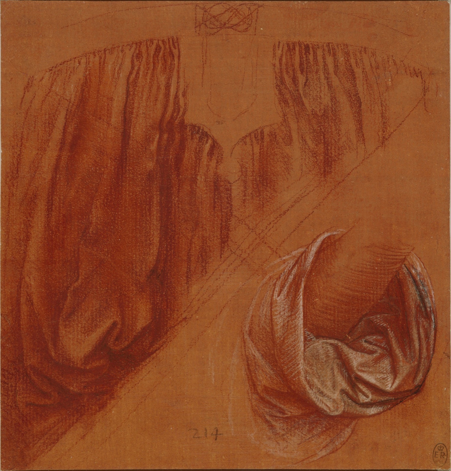 Leonardo da Vinci, Study of drapery for Salvator Mundi — Leonardo da Vinci