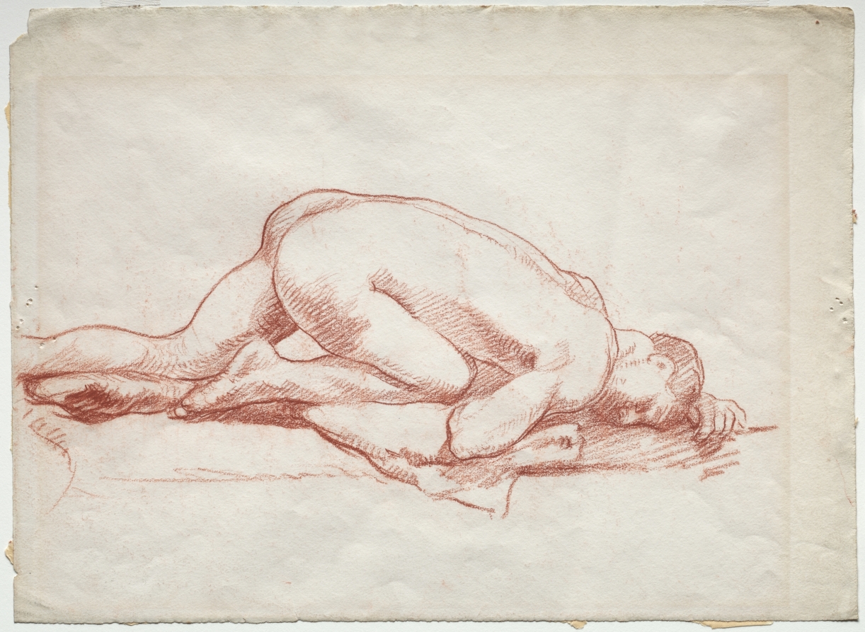 Crouching Male Nude — Artista ignoto