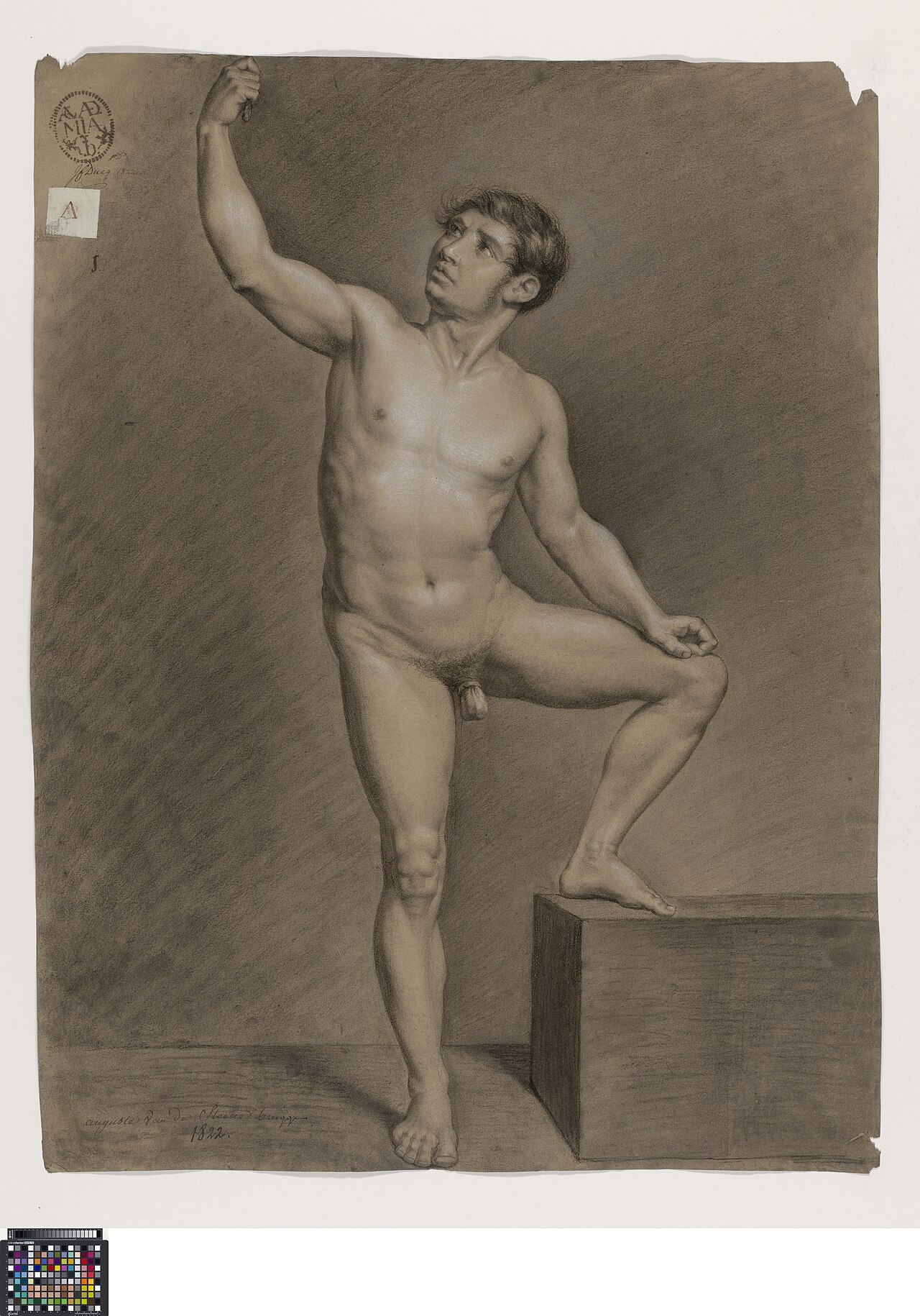 Academische studie naar levend model, staand mannelijk naakt, 1822, Auguste Van de Steene, Musea Brugge, 0016.GRO0176.II — Auguste Van de Steene