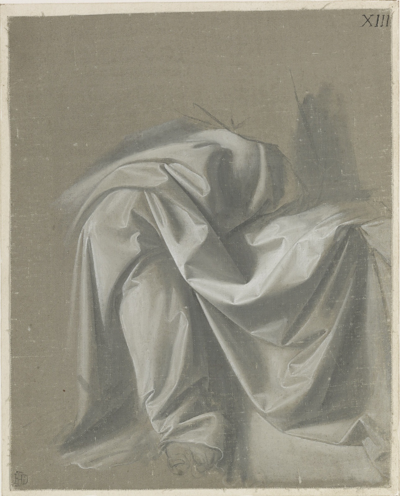 Leonardo da Vinci - Study of Drapery, c1475-1482 -Fondation Custodia 6632 — Leonardo da Vinci