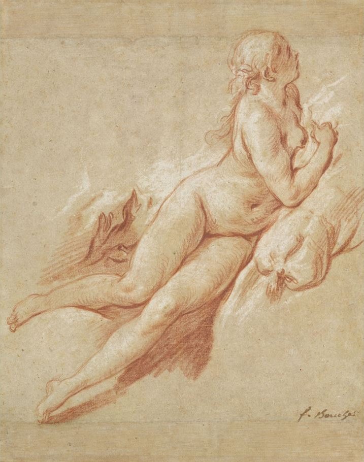 Study of a Reclining Nude by François Boucher, 1732-1735, chalk — François Boucher