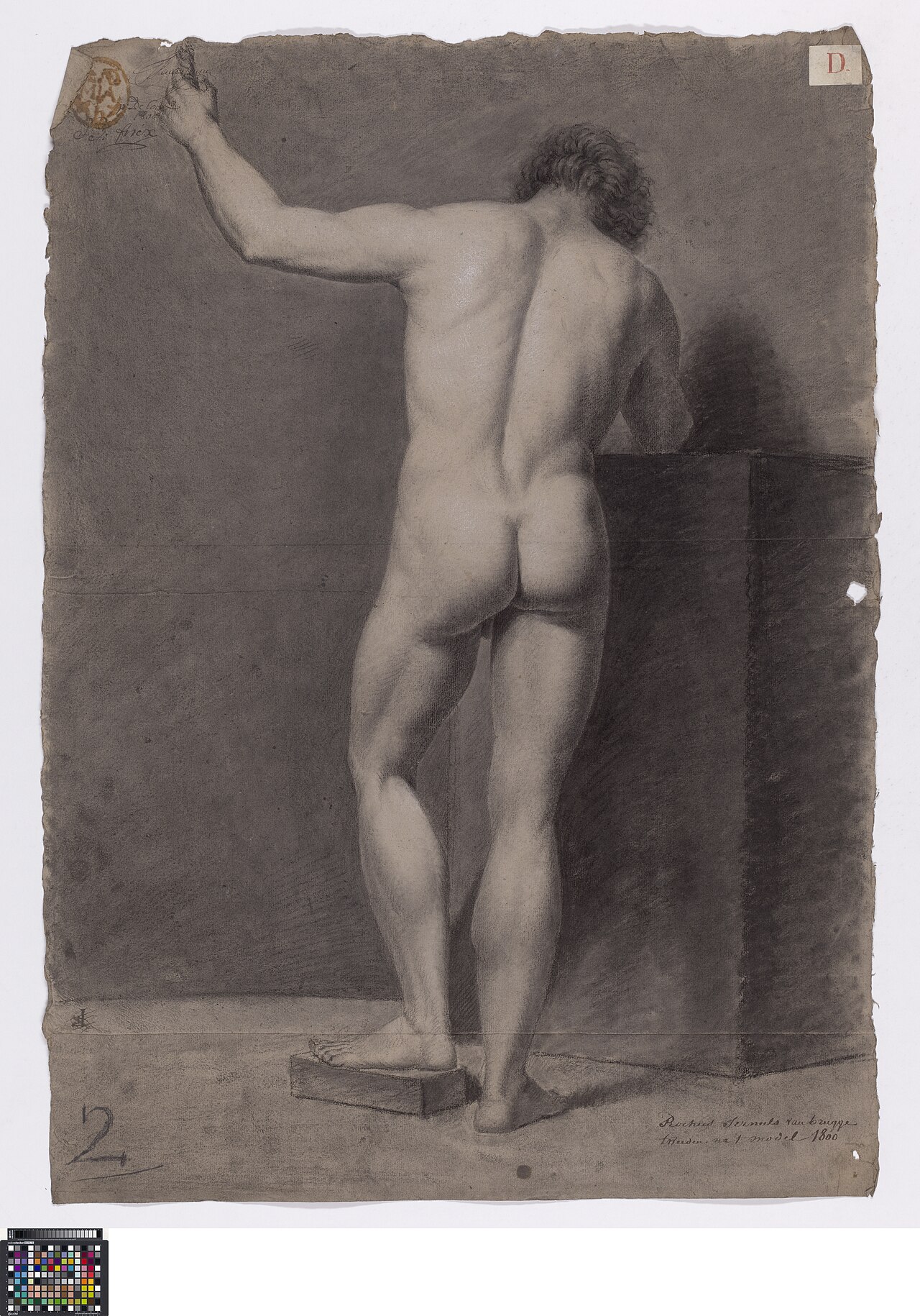 Academische studie, van op de rug gezien, 1800, Rochus Serneels, Musea Brugge, 0016.GRO0112.II — Rochus Serneels