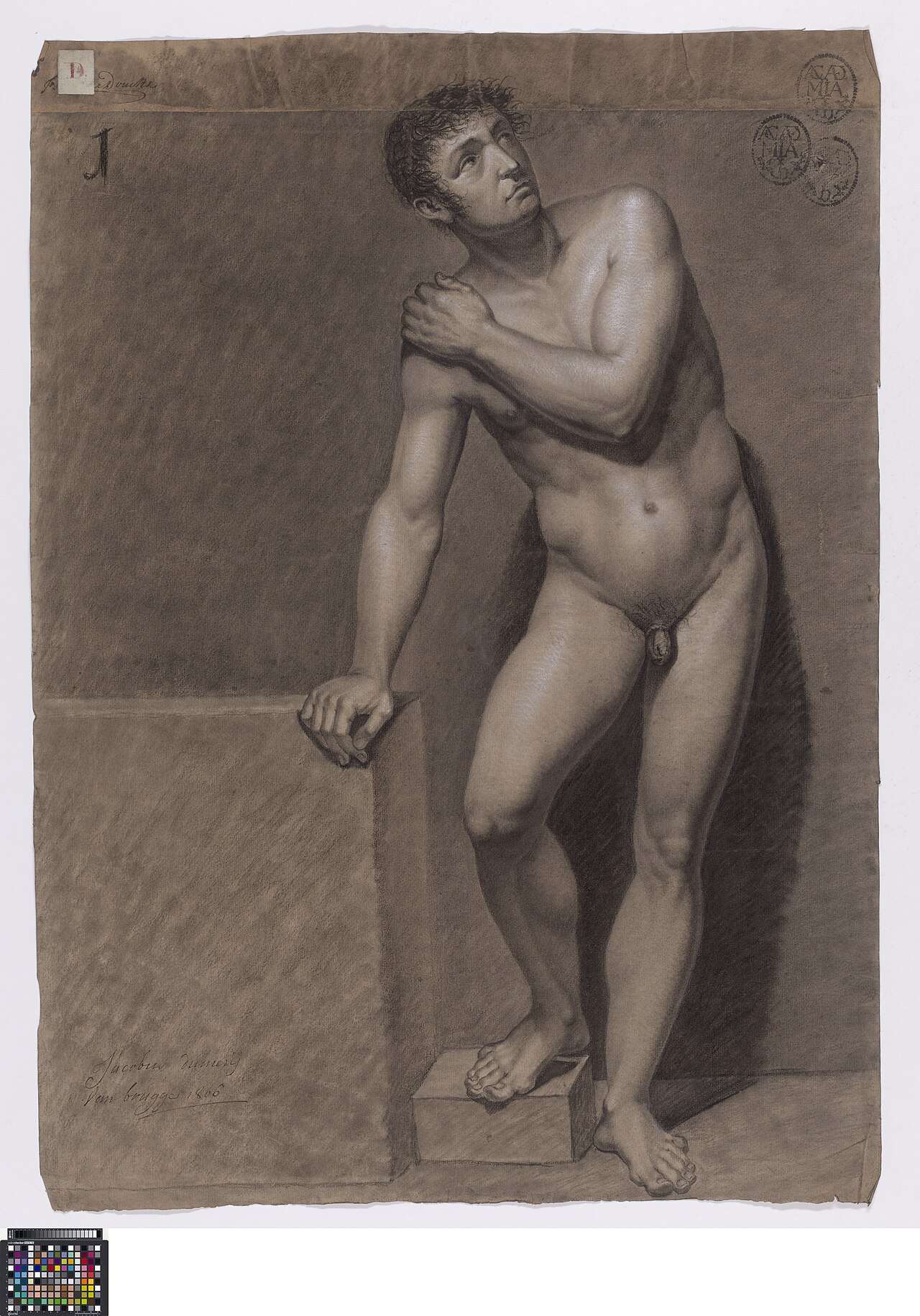 Academische studie naar levend model, staand mannelijk naakt, 1806, Jacobus Dumery, Musea Brugge, 0016.GRO0124.II — Jacobus Dumery