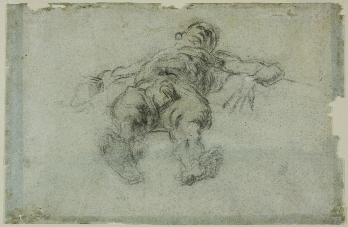Reclining Male Nude, Foreshortened — Tintoretto