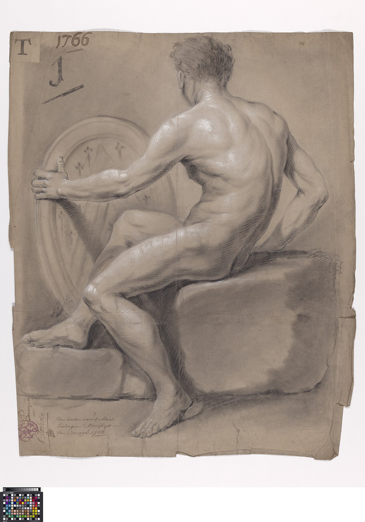 Academische studie, van op de rug gezien, 1766, Eustachius Malfeyt, Musea Brugge, 0016.GRO0021.II — Eustachius Malfeyt