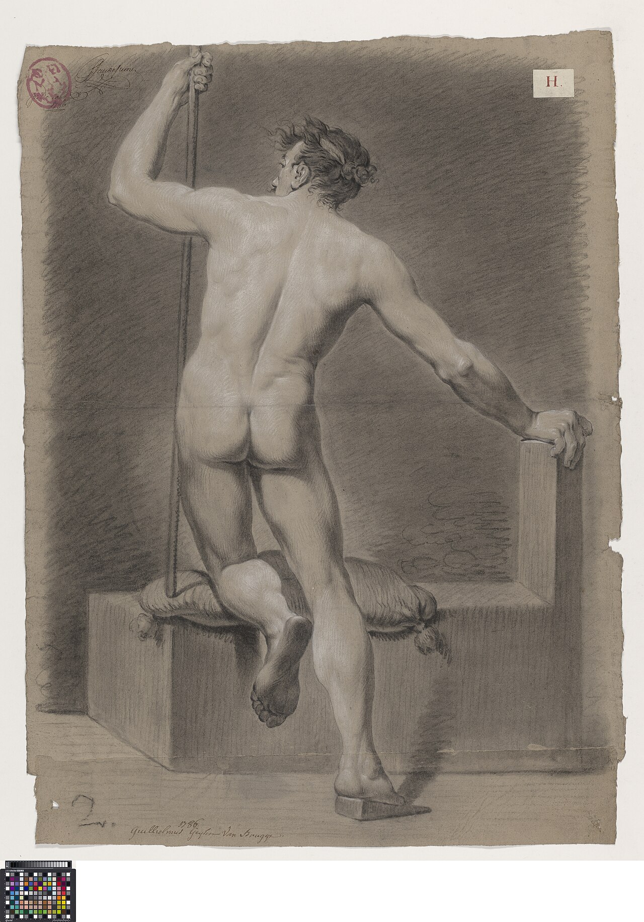 Academische studie, van op de rug gezien, 1786, Guillielmus Petrus Geysen, Musea Brugge, 0014.GRO0084.II — Guillielmus Petrus Geysen