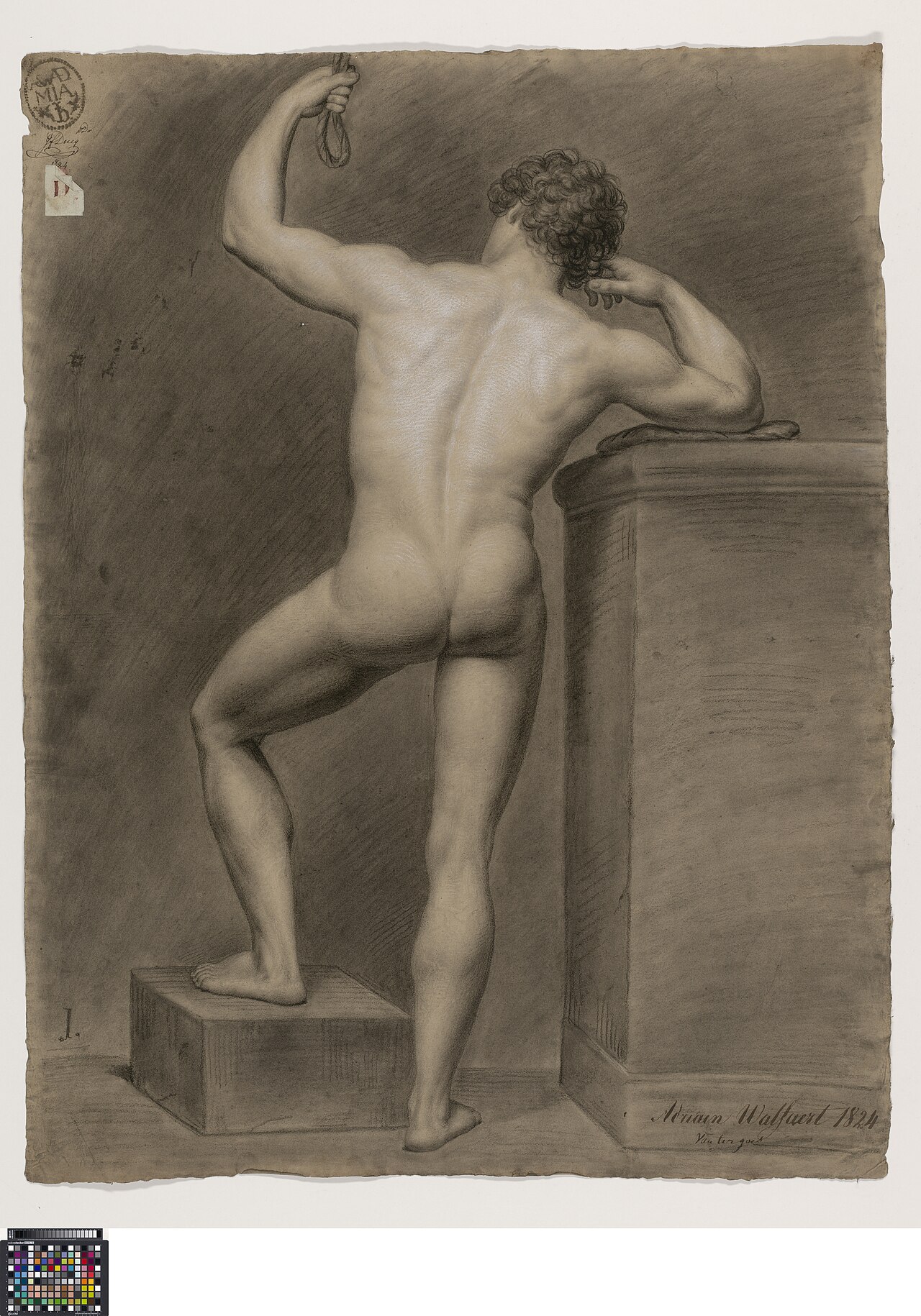 Academische studie, van op de rug gezien, 1824, Adrianus Wulffaert, Musea Brugge, 0016.GRO0183.II — Adrianus Wulffaert