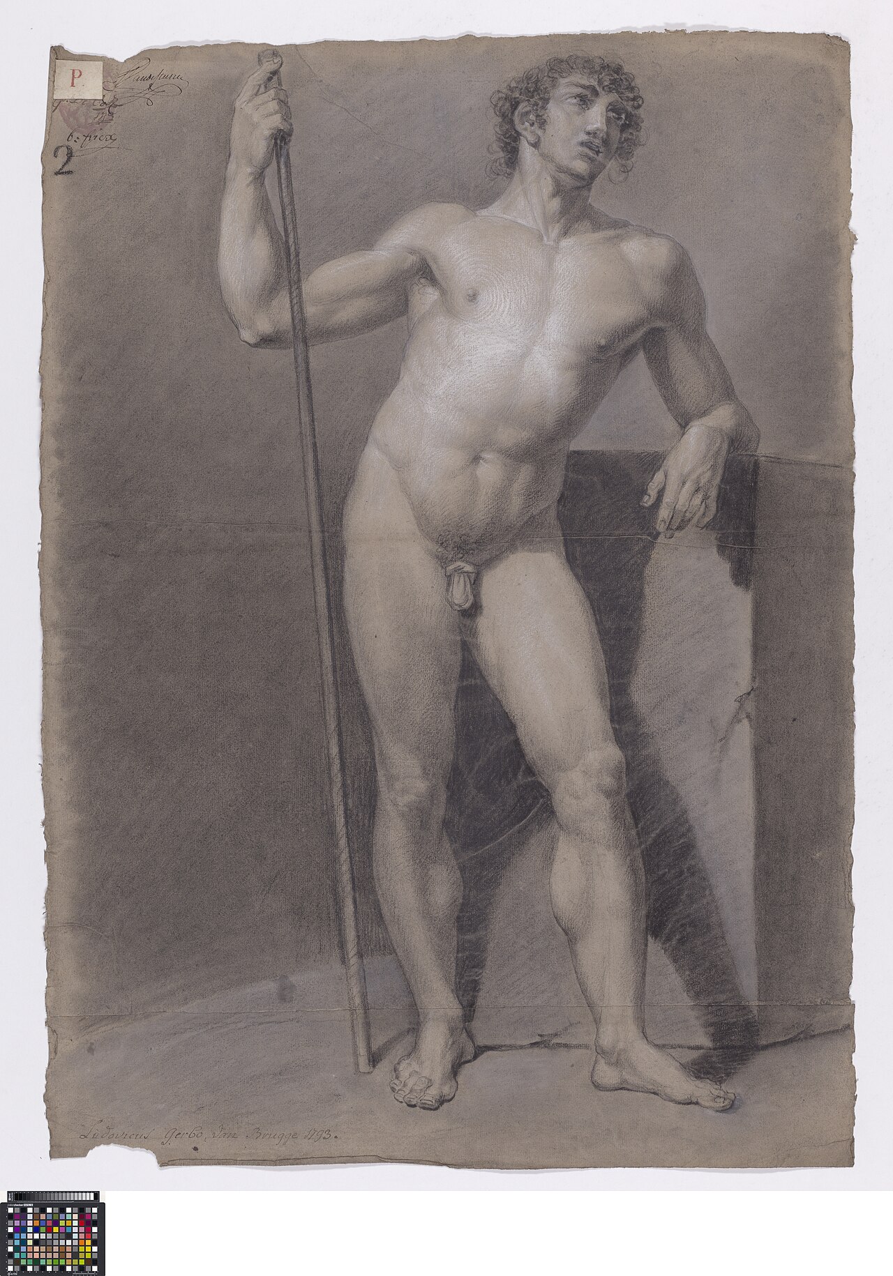 Academische studie naar levend model, staand mannelijk naakt, 1793, Lodewijk Gerbo, Musea Brugge, 0016.GRO0102.II — Lodewijk Gerbo