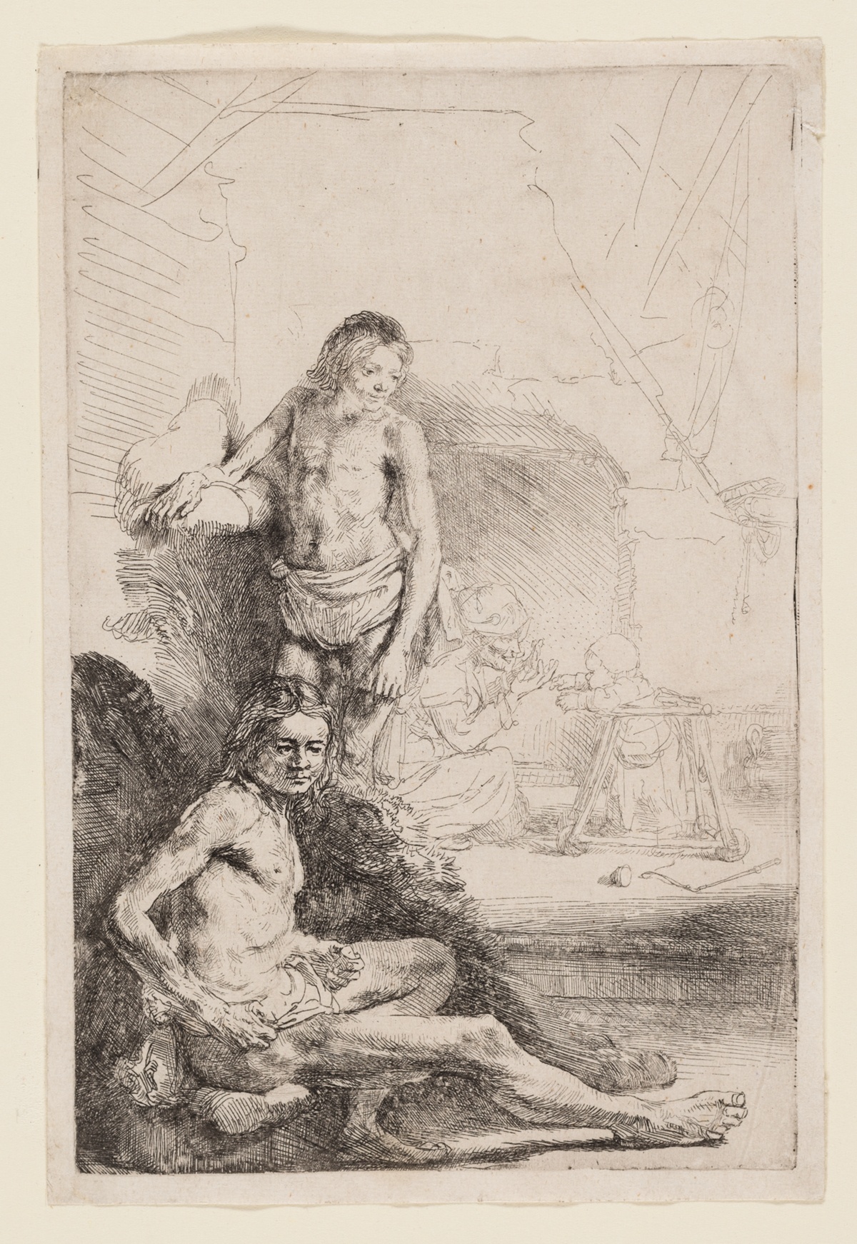 Male Nude Seated and Standing — Rembrandt van Rijn