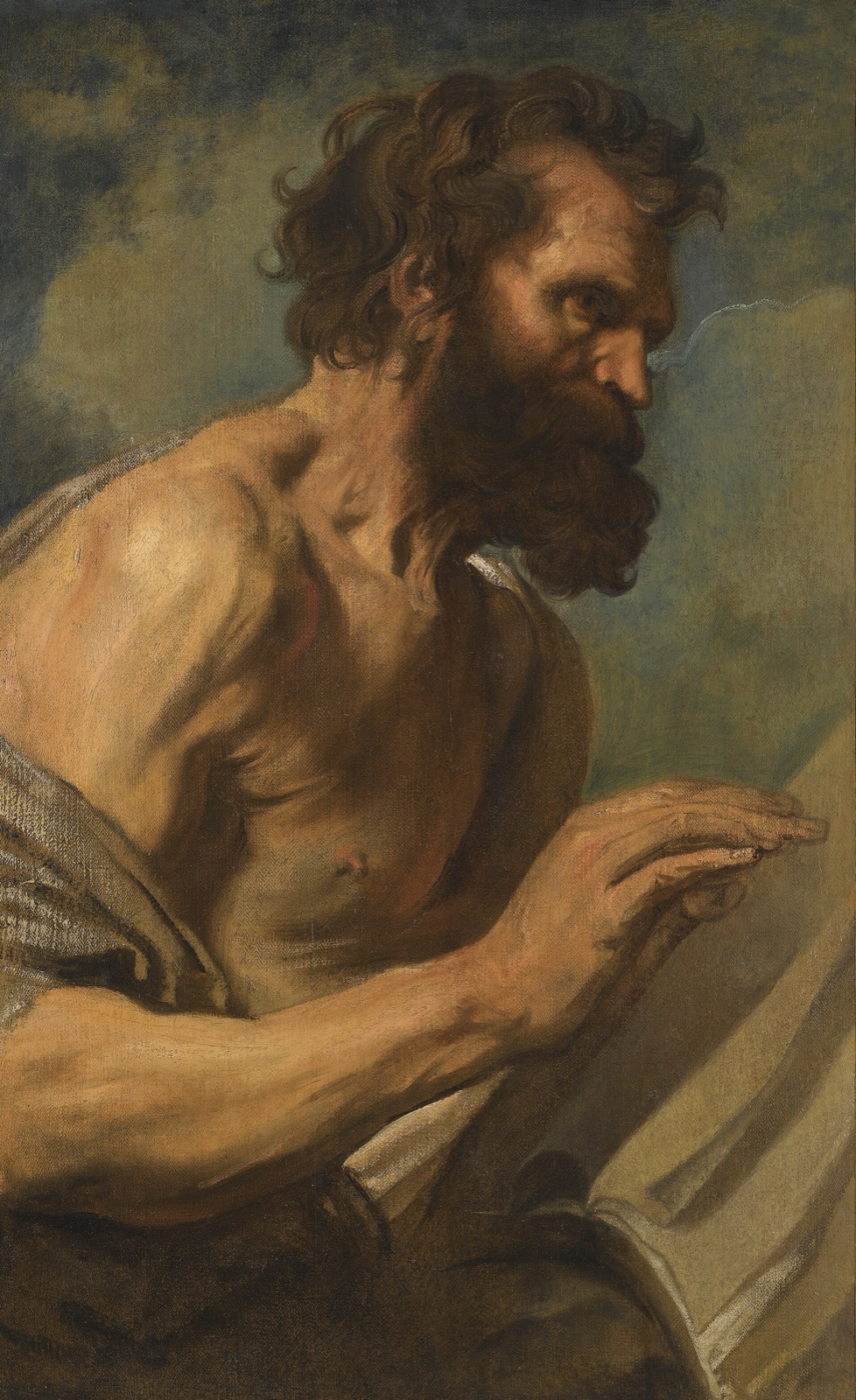 Sir Anthony Van Dyck, Study of a Bearded Man with Hands Raised — Anthony van Dyck