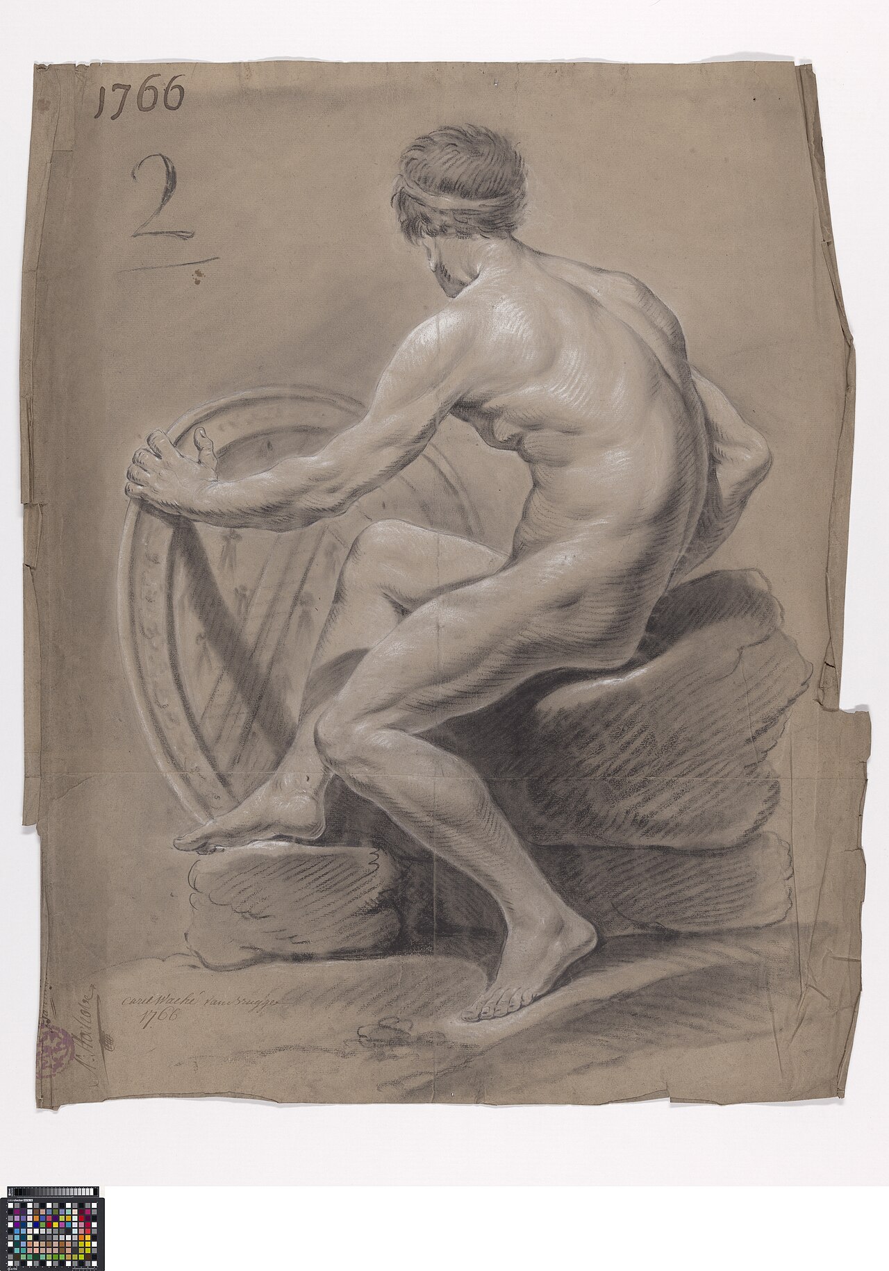 Academische studie, van op de rug gezien, 1766, Carel Wache, Musea Brugge, 0016.GRO0023.II — Carel Waché