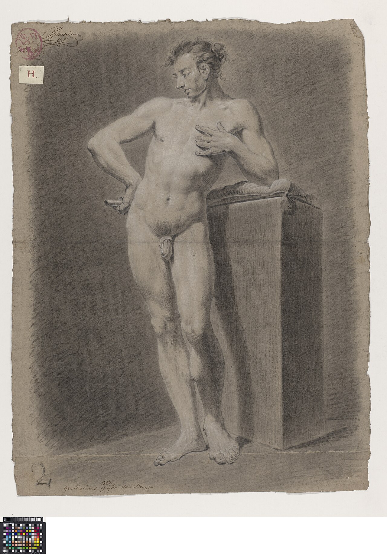 Academische studie naar levend model, staand mannelijk naakt, 1786, Guillielmus Petrus Geysen, Musea Brugge, 0014.GRO0085.II — Guillielmus Petrus Geysen