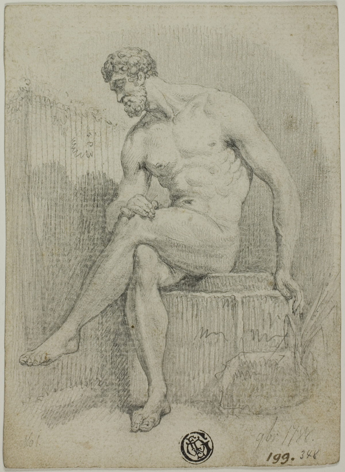 Seated Male Nude (from statue) — Artista ignoto