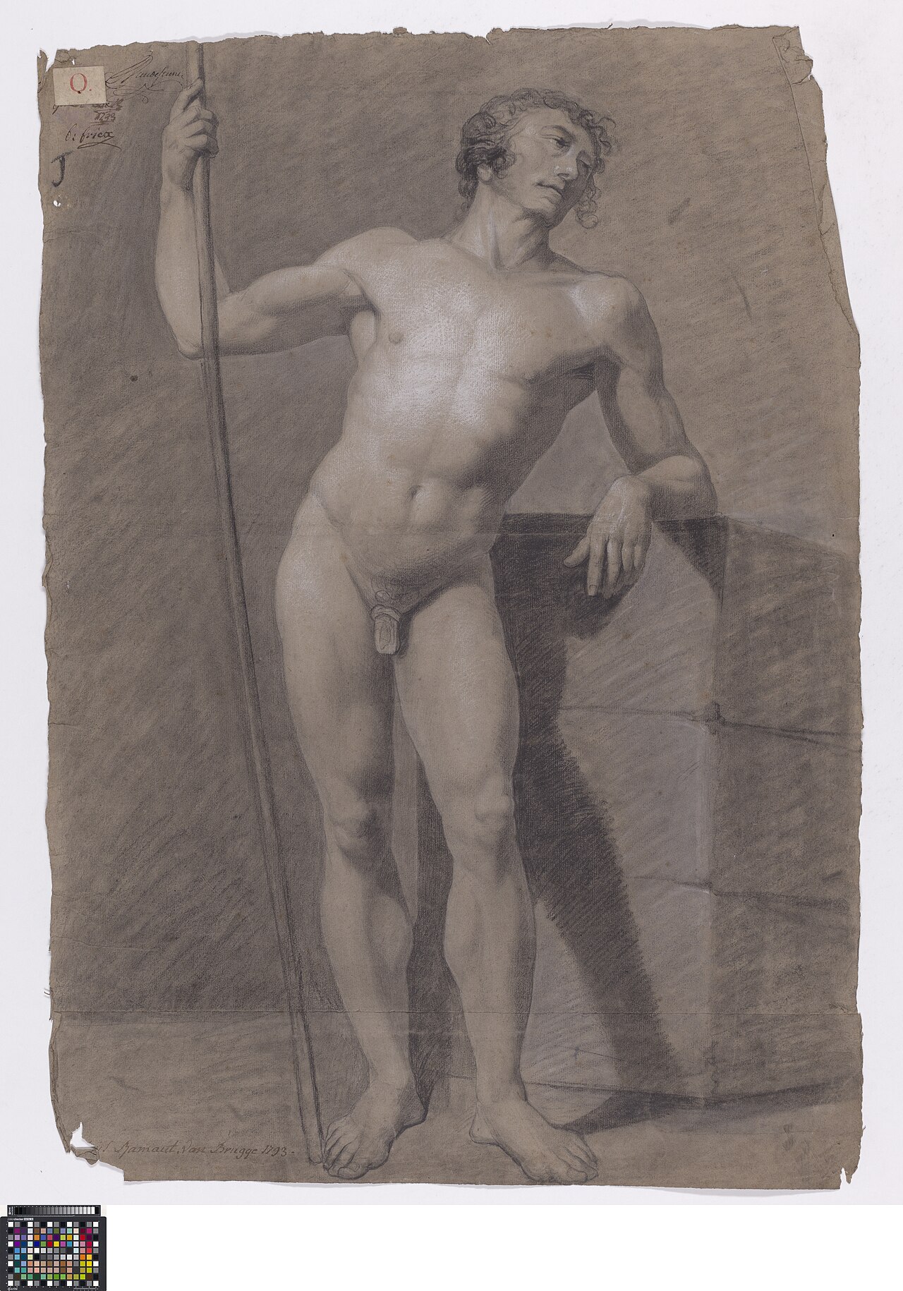 Academische studie naar levend model, staand mannelijk naakt, 1793, Pieter Ramaut, Musea Brugge, 0016.GRO0100.II — Pieter Ramaut