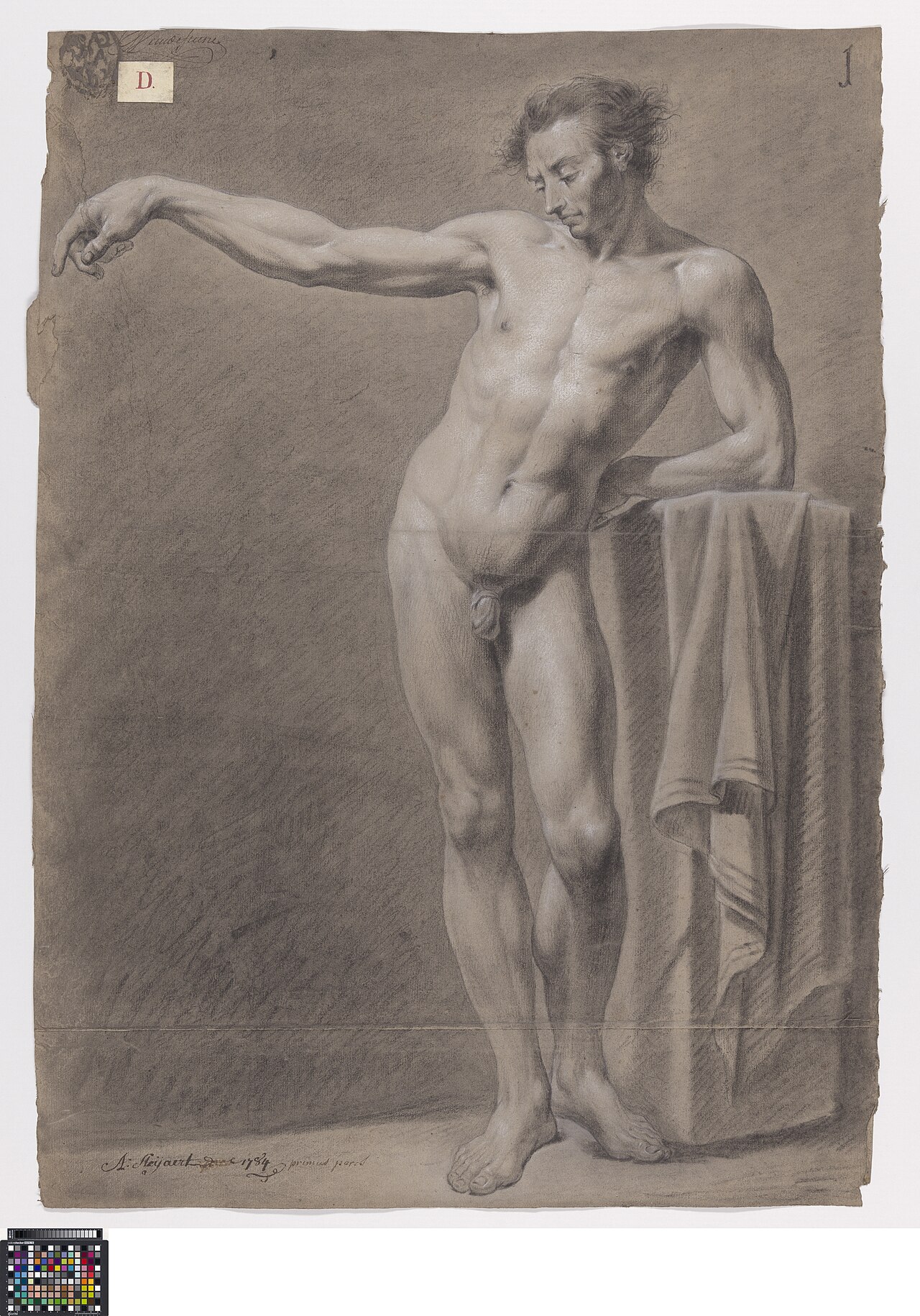 Academische studie naar levend model, staand mannelijk naakt, 1784, Antoine Ignace Steyaert, Musea Brugge, 0016.GRO0077.II — Antoine Ignace Steyaert
