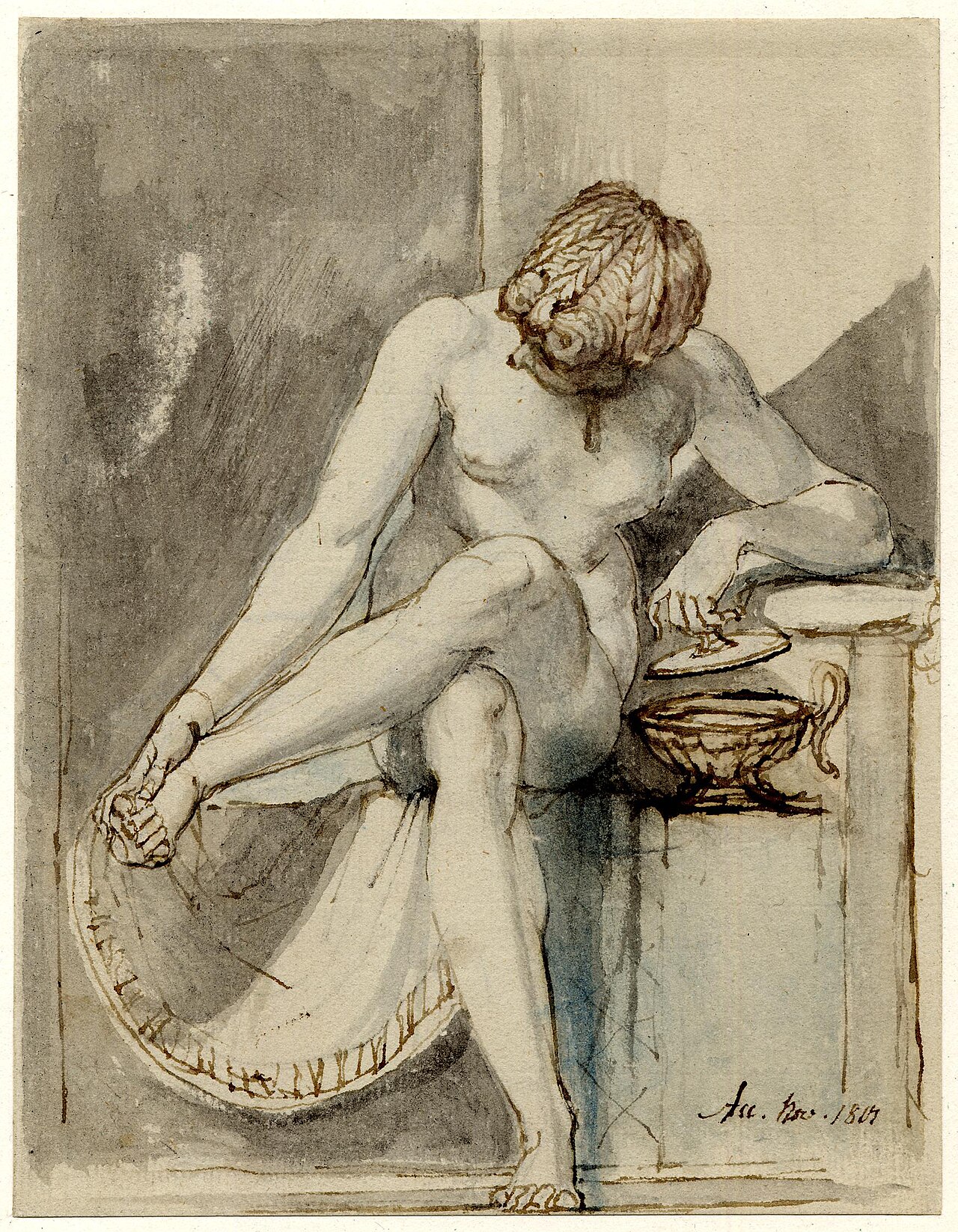 Füssli - Study of a nude woman, seated, 1801, 1902,0414.2 — Henry Fuseli