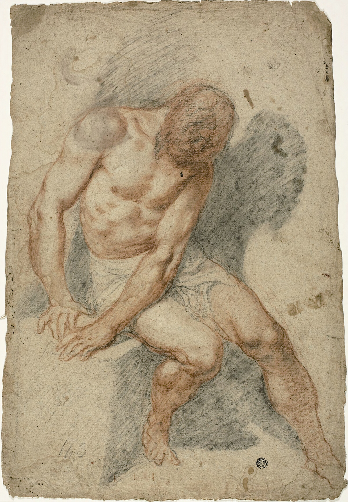 Study of a Seated Male Nude — School of Federico Barocci