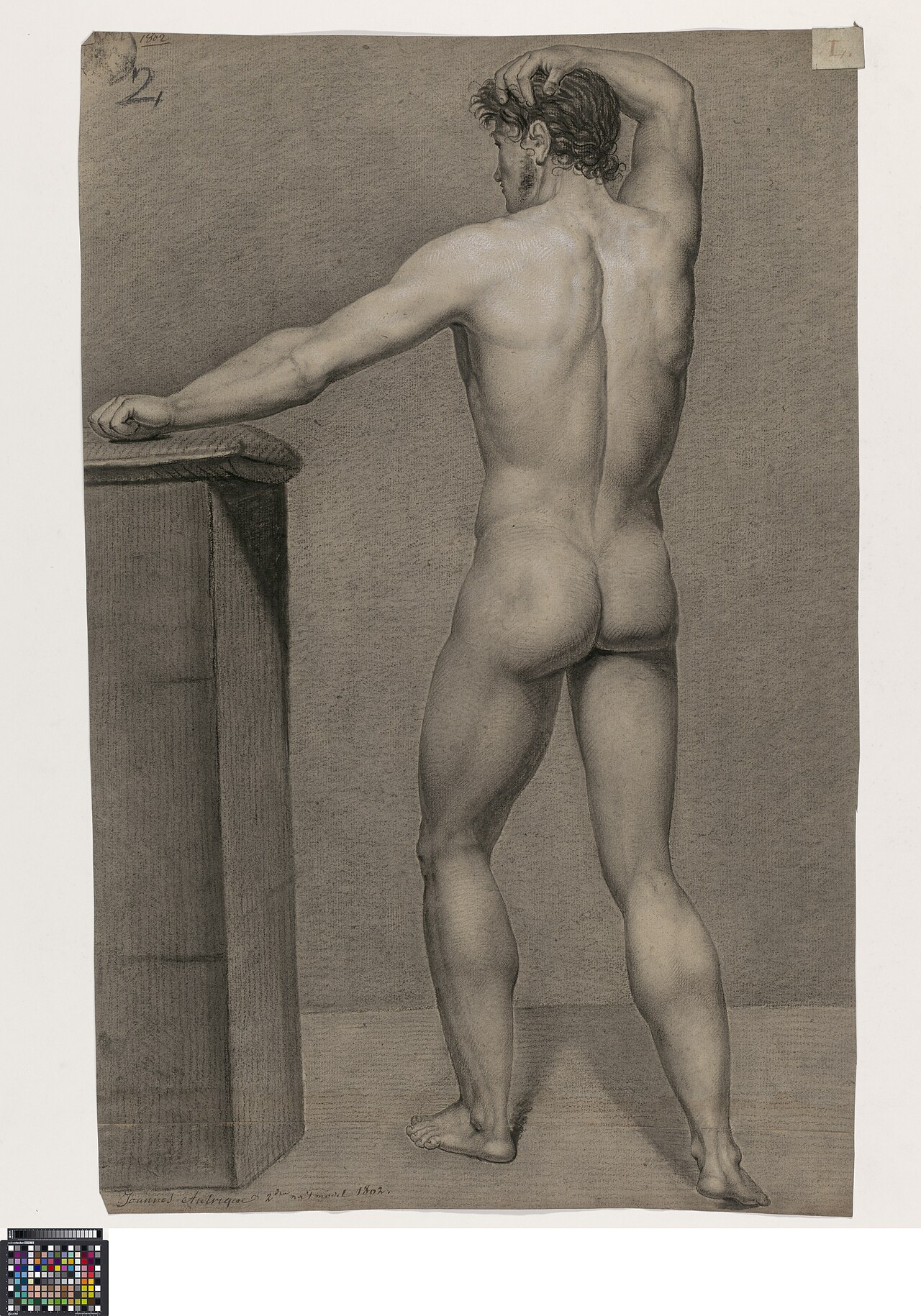 Academische studie, van op de rug gezien, 1802, Jean-Baptiste Joseph Autrique, Musea Brugge, 0014.GRO0076.II — Jean-Baptiste Autrique