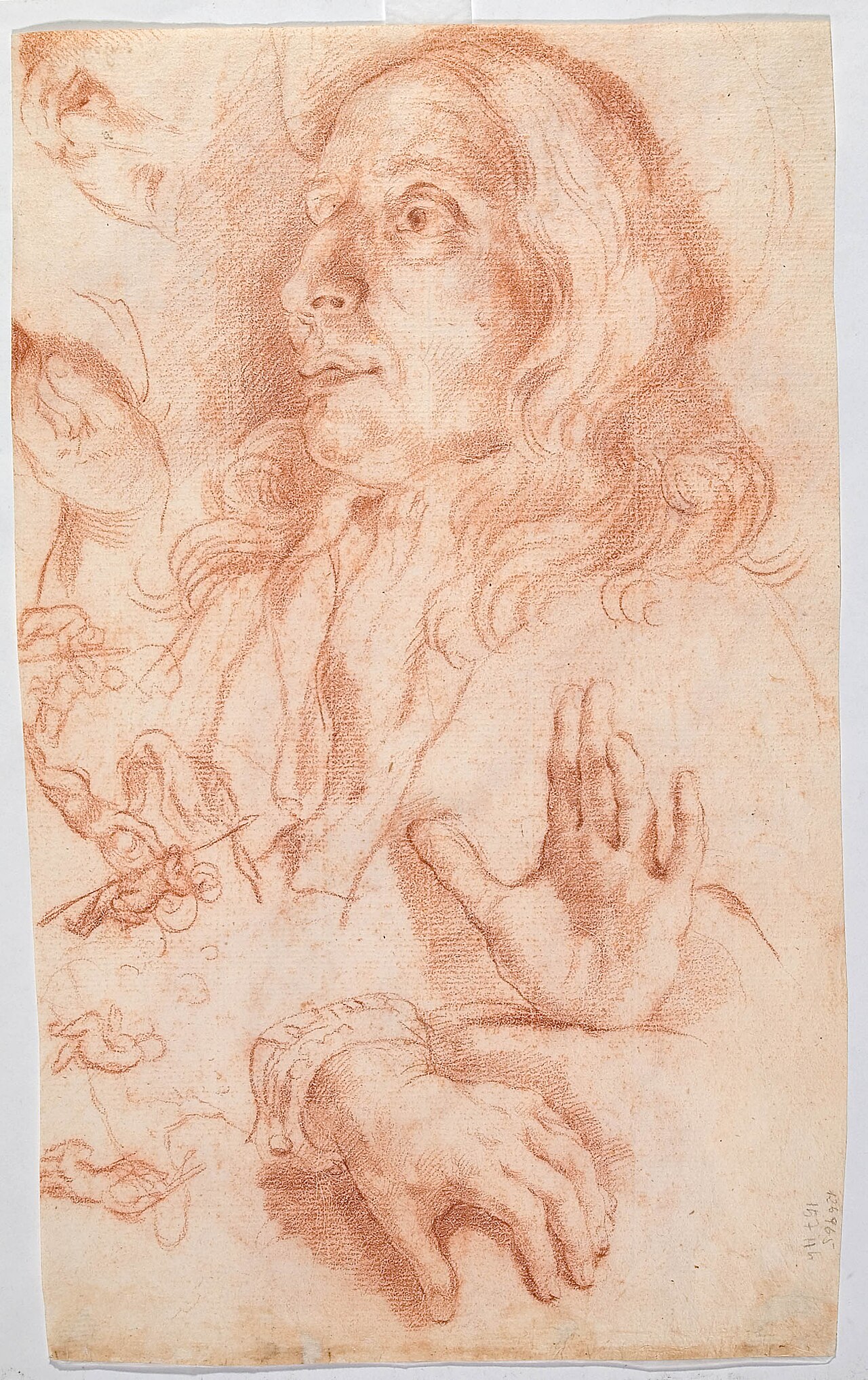 Guillaume Courtois - Self-portrait and studies of hands — Guillaume Courtois