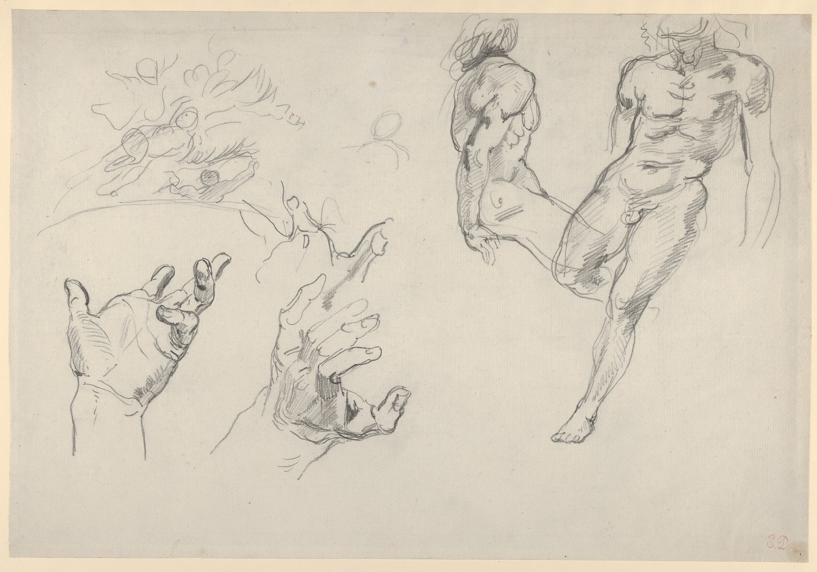 Studies of Hands and Figures for the Salon du Roi, Palais Bourbon — Eugène Delacroix