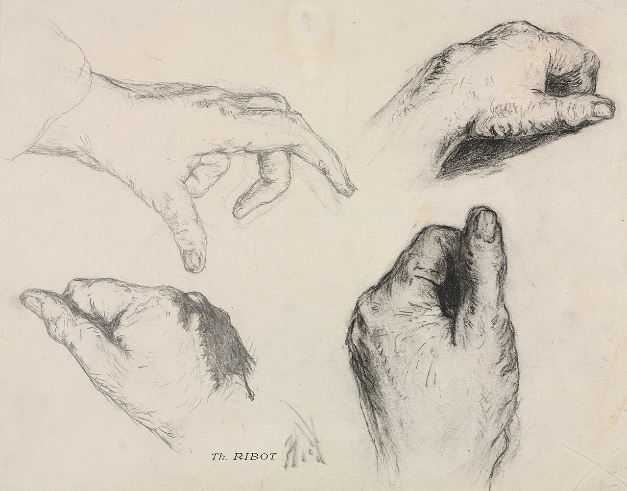 Théodule Ribot - Study of Hands (recto); Study of a Woman's Hand (verso) - 2009.120 - Cleveland Museum of Art — Théodule Ribot