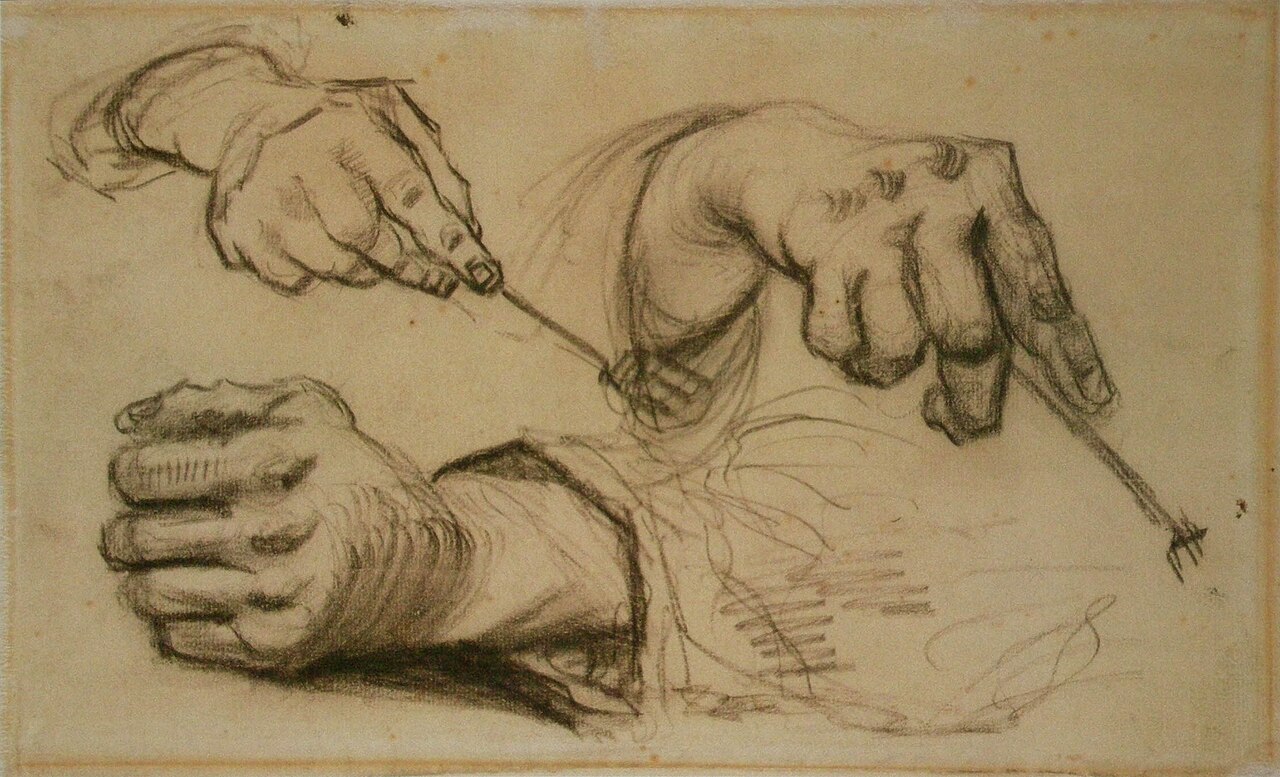 Van Gogh 1885-03--1885-04, Nuenen - Study, Three Hands, Two Holding Forks F 1161r JH 746 — Vincent van Gogh