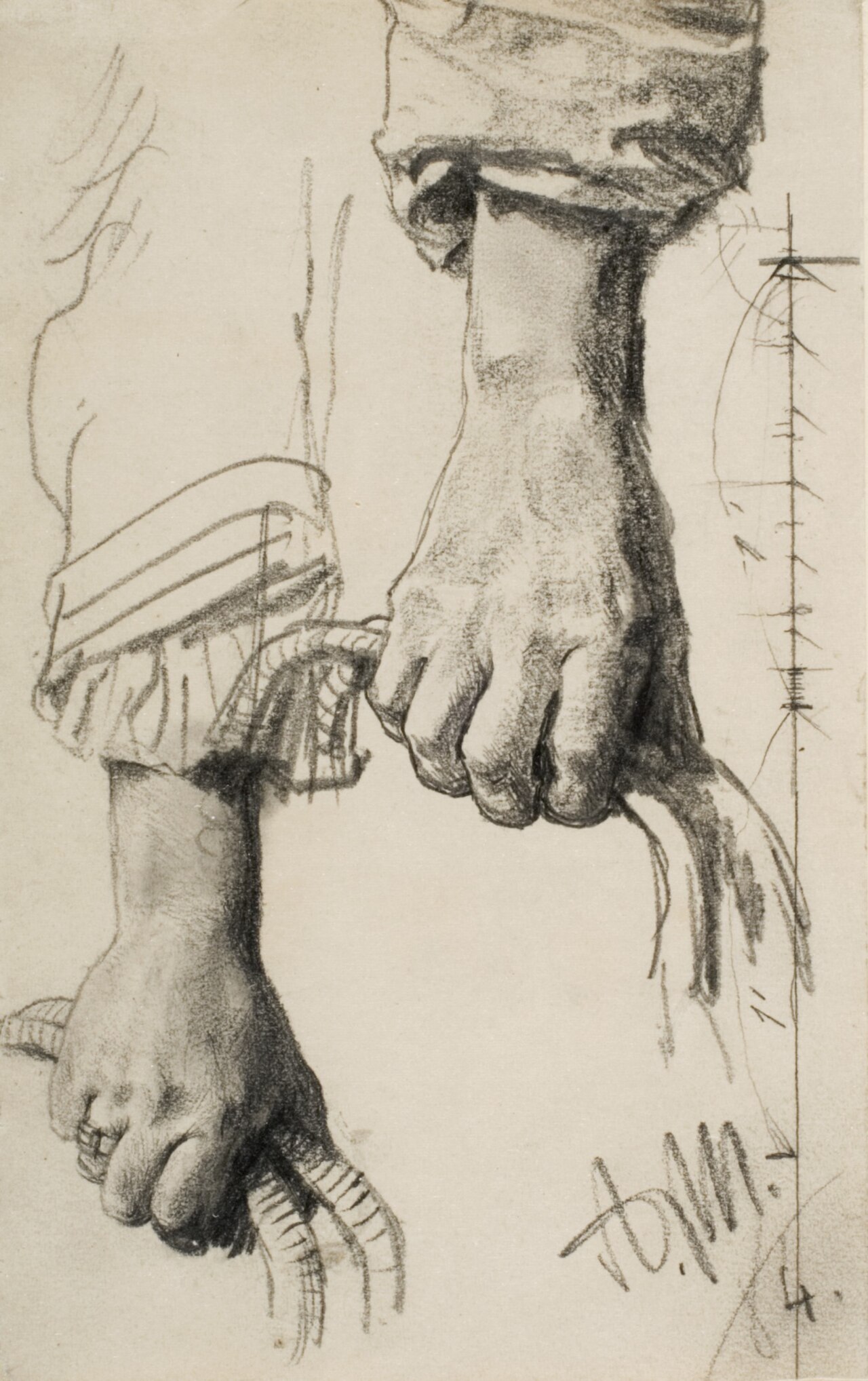 Two Studies of a Right Hand LACMA M.2003.75 — Adolph von Menzel