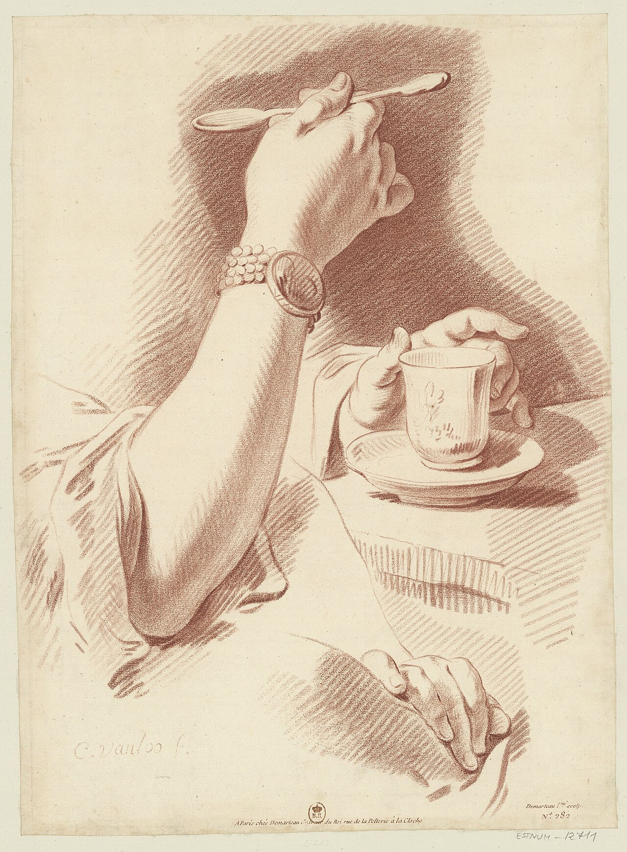 Etude de mains de femmes - estampe - C. Vanloo f. ; Demarteau l.né sculp. - btv1b53186748x — Gilles Demarteau