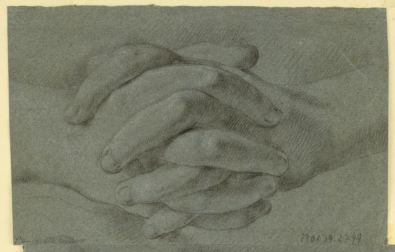 Drawing, Drawing- A study of folded hands, ca. 1760 (CH 18118545) — Artiste inconnu